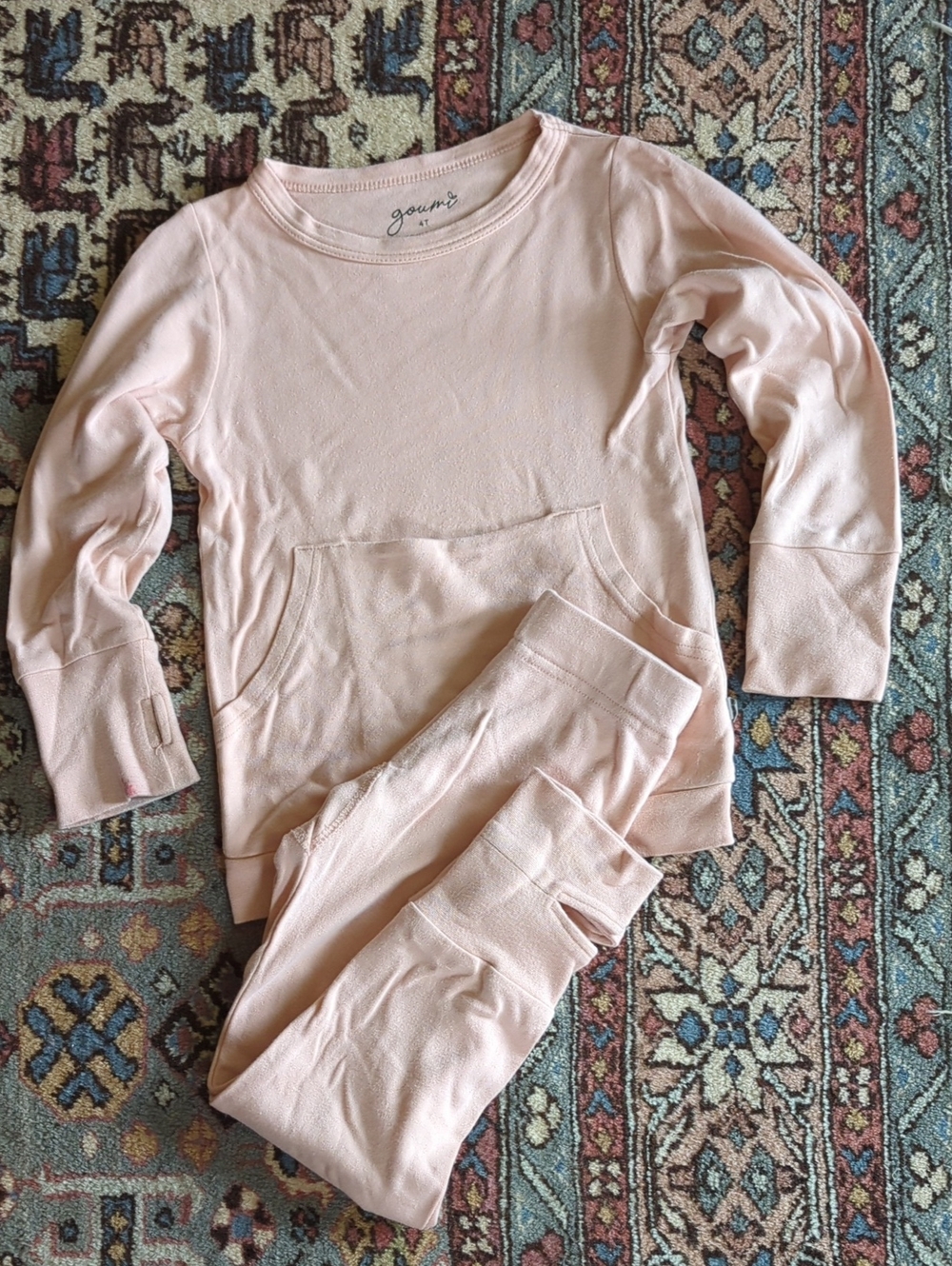 Goumi All Day Jogger Set, Matching Lounge Set, Shell Pink, 4T